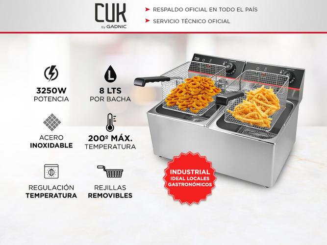 Freidora Industrial Aceite Eléctrica Doble Capacidad 16lts Acero Inoxidable  - 1