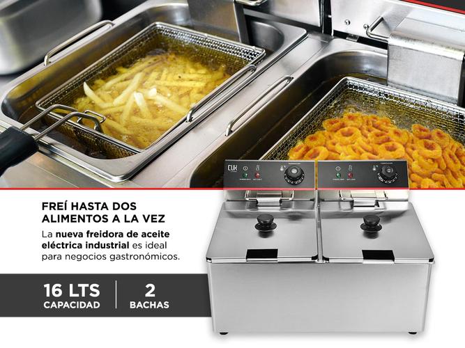 Freidora Industrial Aceite Eléctrica Doble Capacidad 16lts Acero Inoxidable  - 2