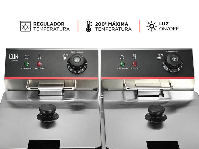 Freidora Industrial Aceite Eléctrica Doble Capacidad 16lts Acero Inoxidable  - 3