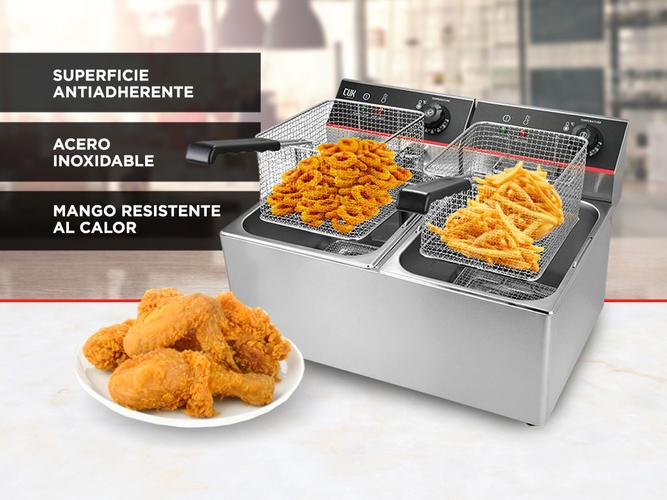 Freidora Industrial Aceite Eléctrica Doble Capacidad 16lts Acero Inoxidable  - 4