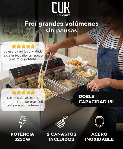 Freidora Industrial Aceite Eléctrica Doble Capacidad 16lts Acero Inoxidable  Outlet - 1
