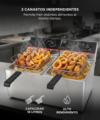 Freidora Industrial Aceite Eléctrica Doble Capacidad 16lts Acero Inoxidable  Outlet - 3