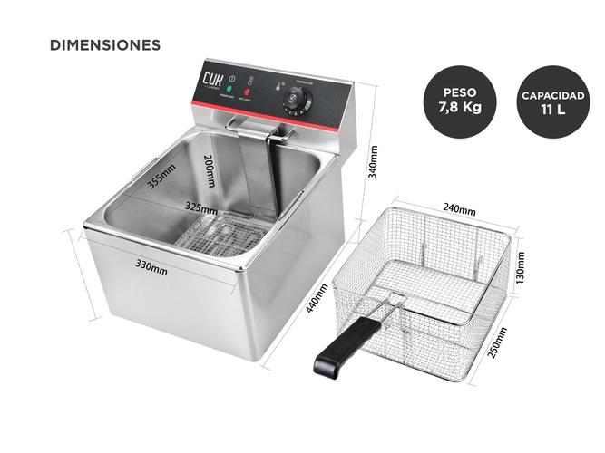 Freidora Industrial Aceite Eléctrica Gadnic FAI10 11lts Acero Inoxidable  - 4