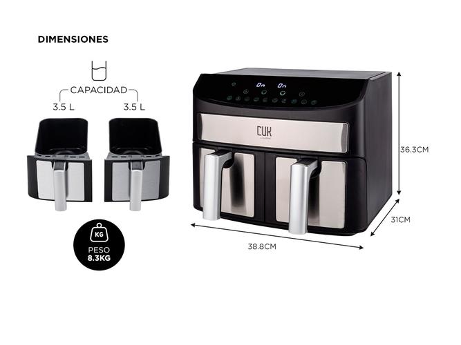 Freidora Eléctrica De Aire Doble Gadnic Heitt 17 220V 7 Litros - 5