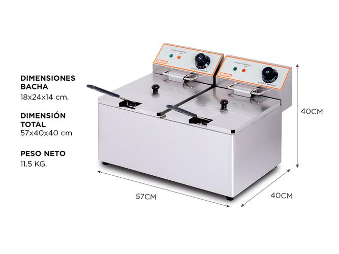 Freidora Eléctrica Doble Moretti Fryer 8 + 8 220V - 4