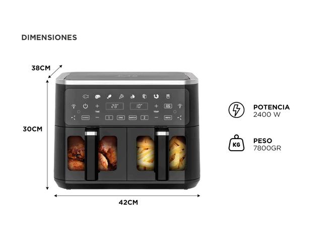 Freidora De Aire Smart-Tek AF2090D Doble Air Fryer Digital Capacidad 9 Litros Sin Aceite - 4