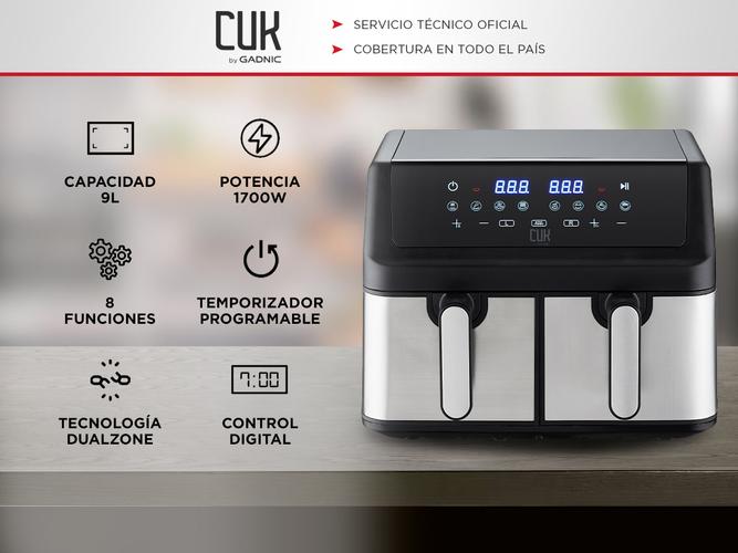 Freidora De Aire Eléctrica Gadnic Doble Cesta 9 Litros Antiadherente - 1