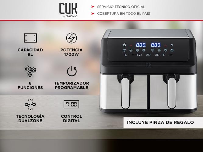 Freidora De Aire Eléctrica Gadnic Doble Cesta 9 Litros Antiadherente Usado - 1