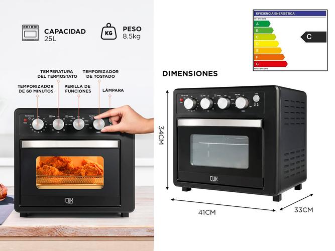 Horno y Freidora De Aire Gadnic 25 Litros Usado - 5