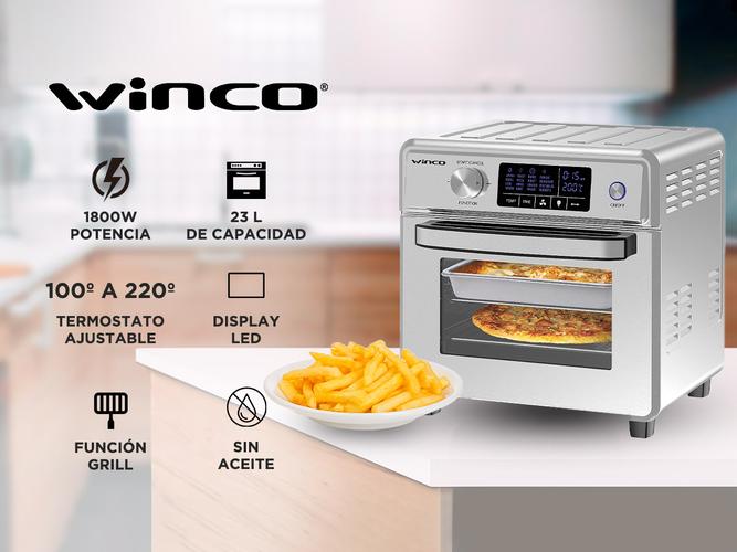 Horno Freidora de Aire Winco W902/W801 digital Inoxidable 23 litros 1800W - 1