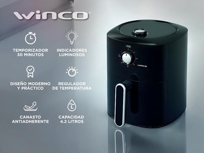 Freidora de Aire Winco W132 4.2 Litros Negra  - 1