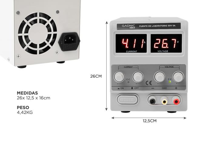 Fuente De Alimentacion Gadnic 305D Potente 30V 5 Amps Laboratorio - 4