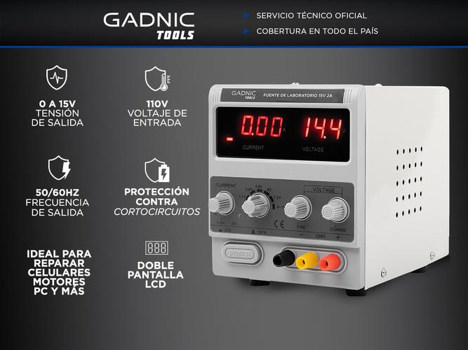 Fuente De Alimentación Gadnic 1502D+ 15V 2 Amps Laboratorio  - 1