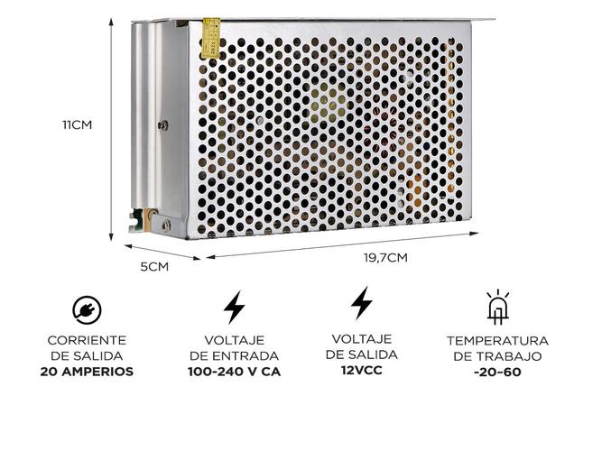 Fuente Switching 12v 20a Regulada Proteccion Tira Led Cctv - 4
