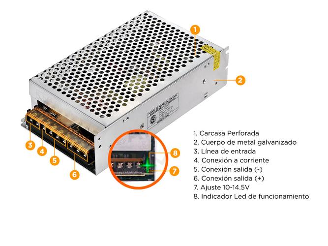 Fuente Switching 12v 20a Regulada Proteccion Tira Led Cctv - 5