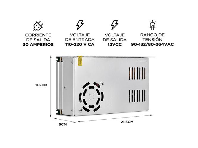Fuente Switching 12v 30a 30amp Regulada Metalica Tira Led Cc - 4