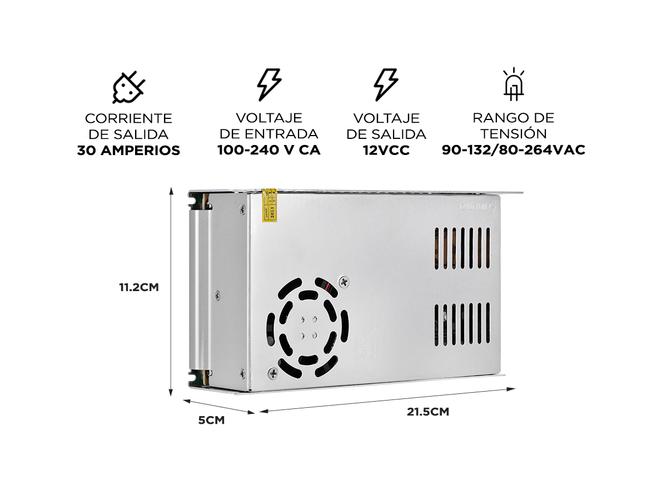 Fuente Switching 12v 30a 30amp Regulada Metalica Tira Led Cc - 4