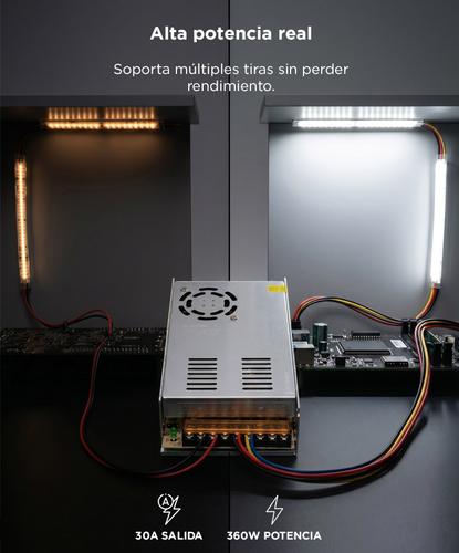 Fuente Switching Gadnic 12v 30a 30amp Regulada Metalica Tira Led Cc - 2