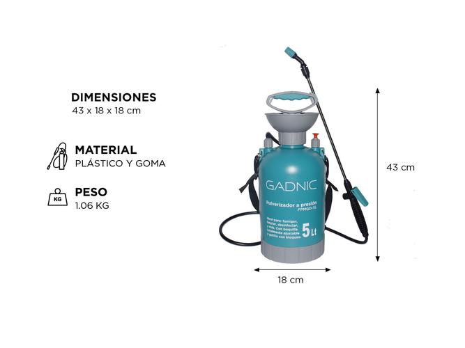 Pulverizador Fumigador Gadnic FPMGD-5L Manual 5 Lts Rociador Con Válvula Y Correa - 4