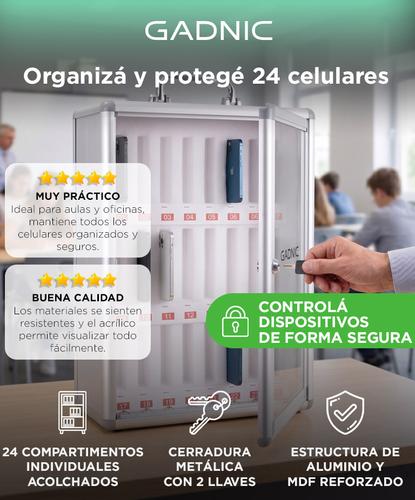 Gabinete Para 24 Celulares Gadnic Con Cerradura Puerta Acrílica Interior Acolchado - 1