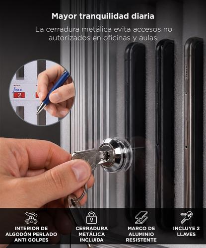 Gabinete Para 24 Celulares Gadnic Con Cerradura Puerta Acrílica Interior Acolchado - 3