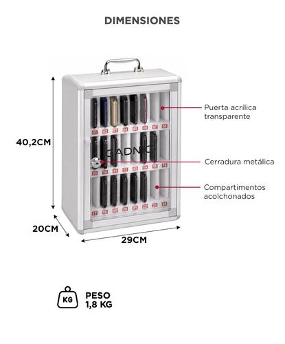 Gabinete Para 24 Celulares Gadnic Con Cerradura Puerta Acrílica Interior Acolchado - 5