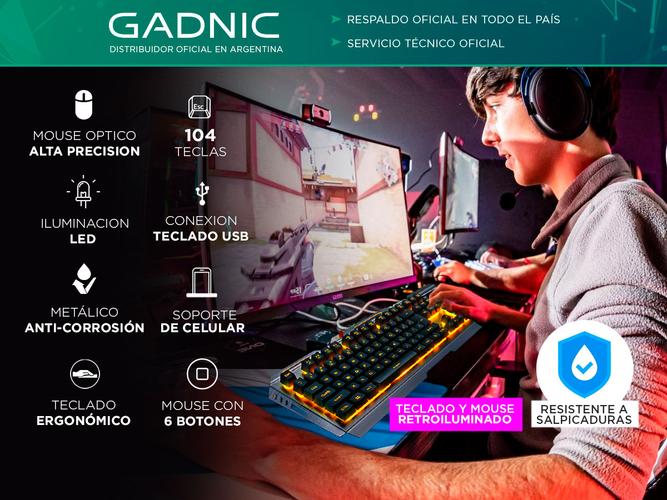 Combo Teclado Gadnic Retroiluminado + Mouse - 1