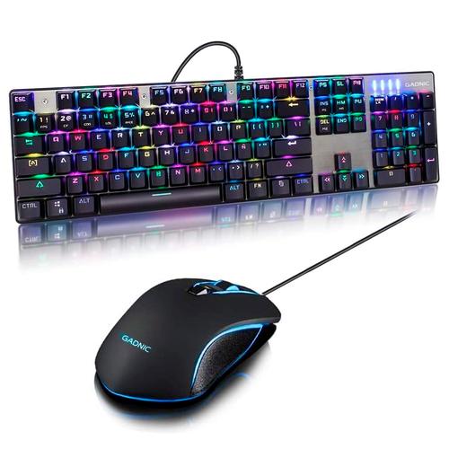 Teclado Mecanico Gaming Gadnic QWERTY 104 Teclas  Mouse Gamer - 0