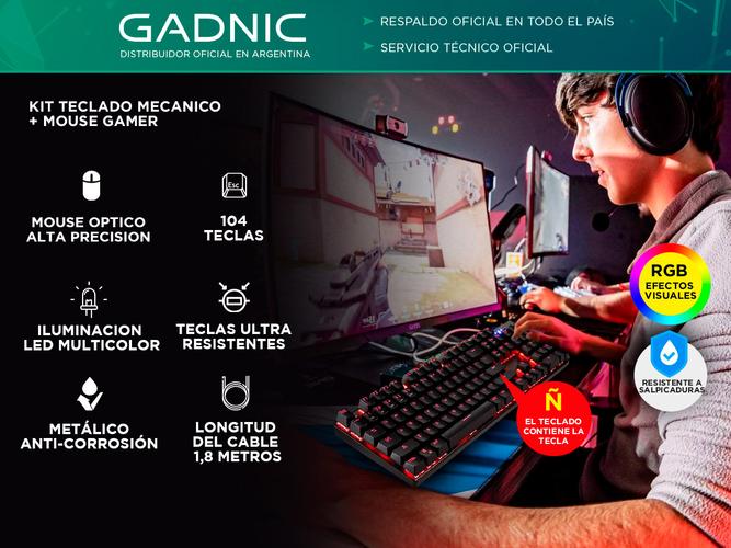 Teclado Mecanico Gaming Gadnic QWERTY 104 Teclas  Mouse Gamer - 1