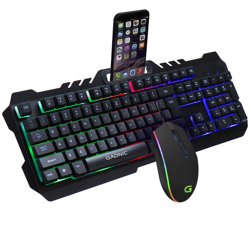 Kit Gaming Teclado Mouse RGB USB Retro Iluminado Gadnic