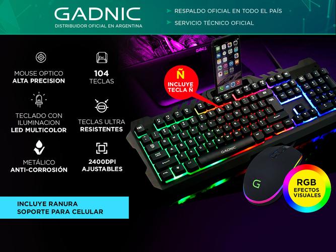 Kit Gaming Teclado + Mouse RGB USB  Retro Iluminado - 1