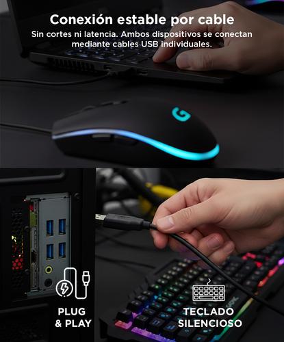 Kit Gaming Teclado + Mouse RGB USB  Retro Iluminado - 4