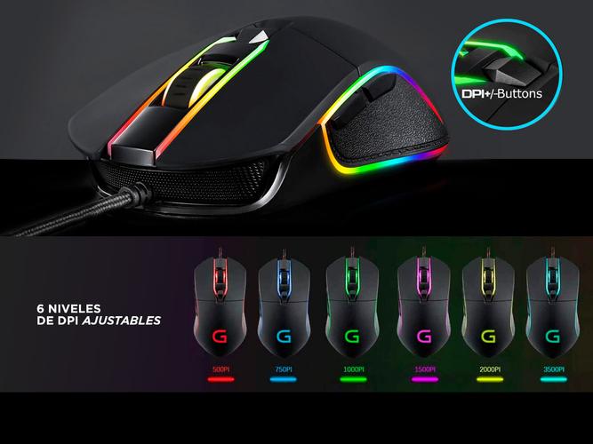 Mouse Gamer Gadnic M8 High 6 Botones RGB USB - 2
