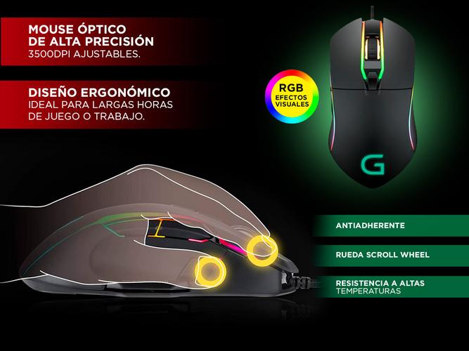 Mouse Gamer Gadnic M8 High 6 Botones RGB USB - 3
