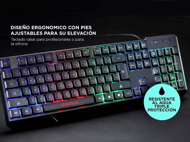 Teclado Gadnic Retroiluminado Gaming 7 Colores QWERTY - 3