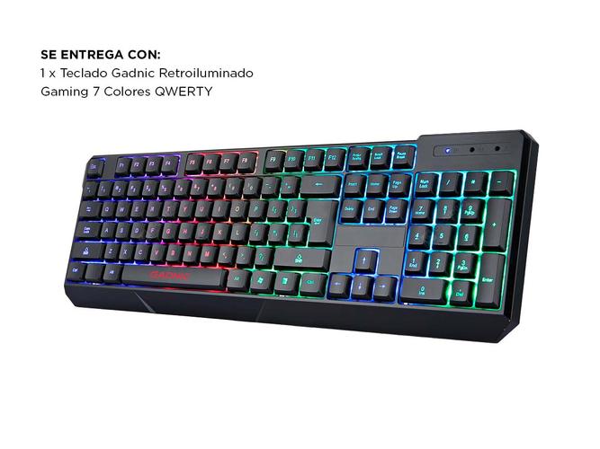 Teclado Gadnic Retroiluminado Gaming 7 Colores QWERTY - 5