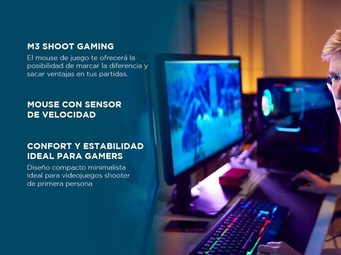 Mouse Gaming Gadnic M3 SHOOT Cable USB Y Luces RGB 2400 DPI - 3