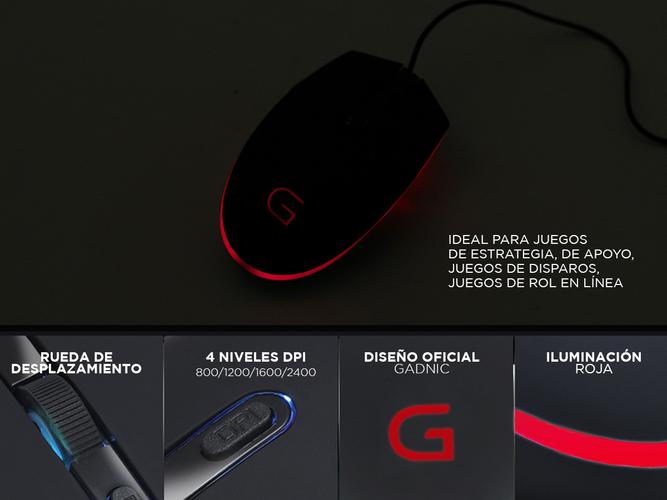 Mouse Gaming Gadnic M3 SHOOT Cable USB Y Luces RGB 2400 DPI - 4