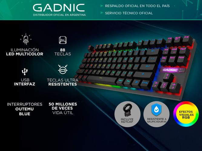 Teclado Gamer Mecanico Gadnic ZT800 RGB TKL  Switch Outemu Blue - 1