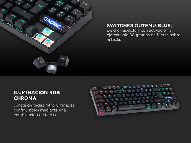 Teclado Gamer Mecanico Gadnic ZT800 RGB TKL  Switch Outemu Blue - 2