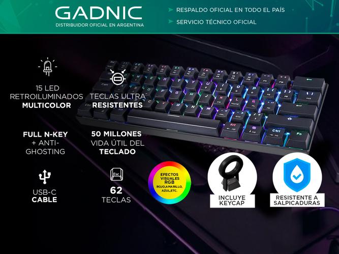 Teclado Gamer Gadnic ZT900 Mecanico QWERTY RGB Outemu Blue - 1