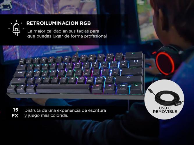 Teclado Gamer Gadnic ZT900 Mecanico QWERTY RGB Outemu Blue - 3
