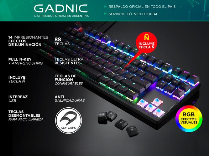 Teclado Gamer Gadnic ZT1000 Mecanico RGB Outemu Blue - 1