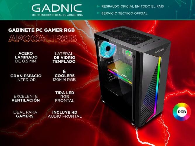 Gabinete Gamer Pc Atx Gadnic Apocalipsis 6 Coolers  - 1