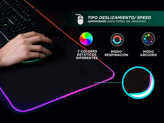 Mousepad Gamer XL Rgb 800 x 300 x 4 mm Speed Edition 7 modos Rgb - 2
