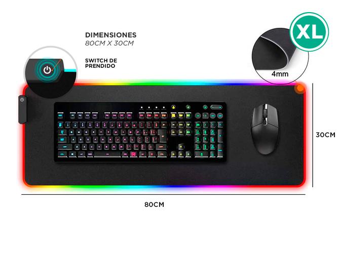 Mousepad Gamer XL Rgb 800 x 300 x 4 mm Speed Edition 7 modos Rgb - 4