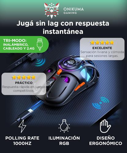 Mouse Gamer Inalámbrico Onikuma DM02 12800 DPI Luces RGB Ergonómico - 1
