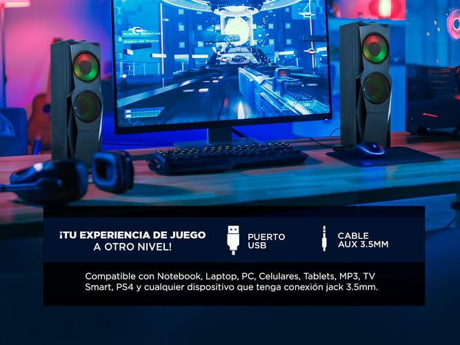 Parlante Gamer RGB Gadnic 2 en 1 Pc y Barra de Sonido - 3
