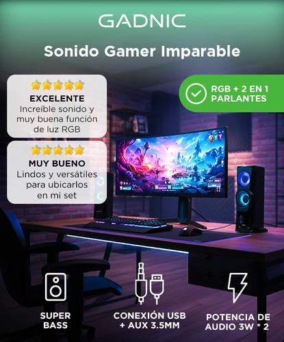 Parlante Gamer RGB Gadnic 2 en 1 Pc y Barra de Sonido - 1