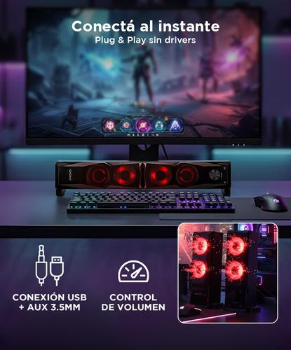 Parlante Gamer RGB Gadnic 2 en 1 Pc y Barra de Sonido - 3